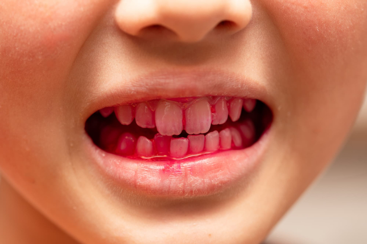 染め出しをした子どもの口腔内